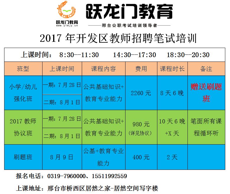 邢台经济开发区 2017年公开招聘人事代理中小学、幼儿教师的公告